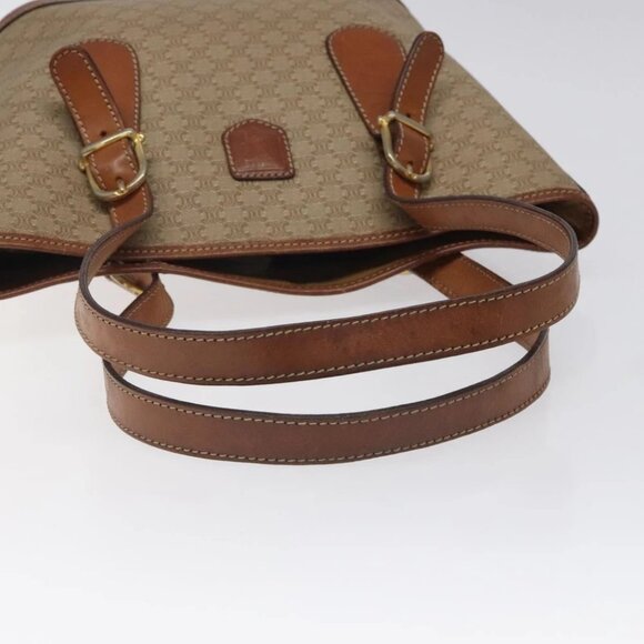 CELINE Macadam Canvas Tote Bag PVC Beige Gold Auth BA2311 - Picture 8 of 14